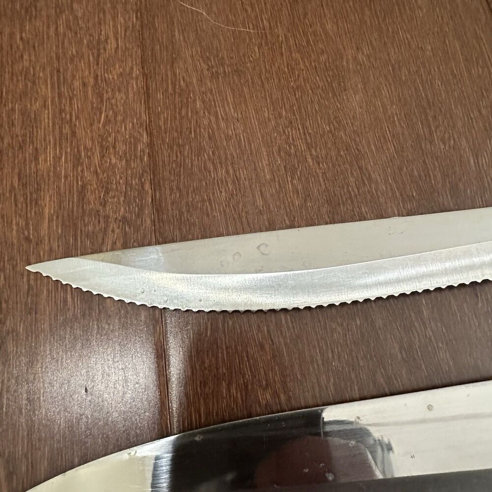 CUTCO 1725 French Chefs Knife 1723 Serrated Carving Knife 9” Brown Handle USA - Picture 8 of 16